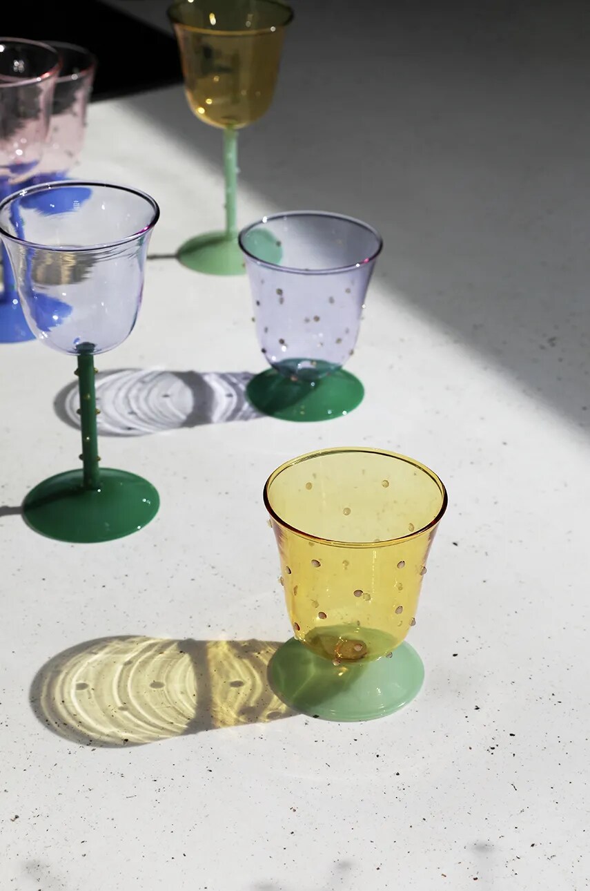 &k amsterdam borospohár készlet glass dot yellow 200 ml 2 db termék 2. képe