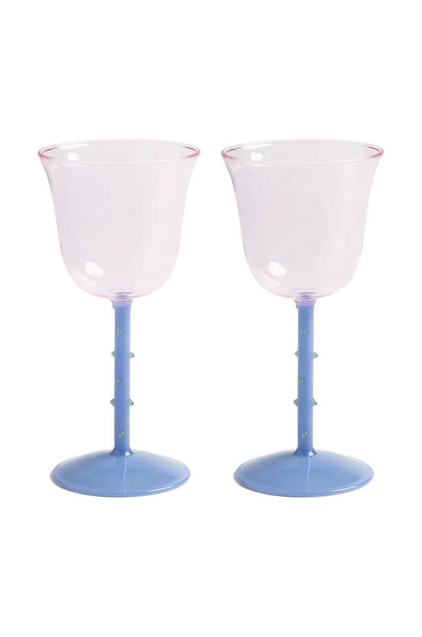 &k amsterdam set de pahare de vin glass dot pink 200 ml 2-pack