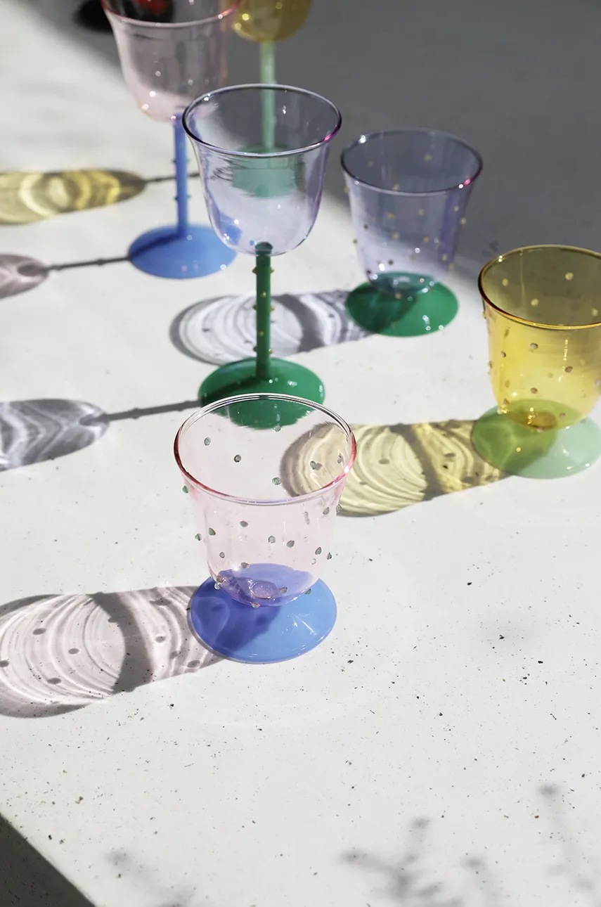 Σετ ποτηριών κρασιού &k amsterdam glass dot pink 200 ml 2-pack φωτογραφία