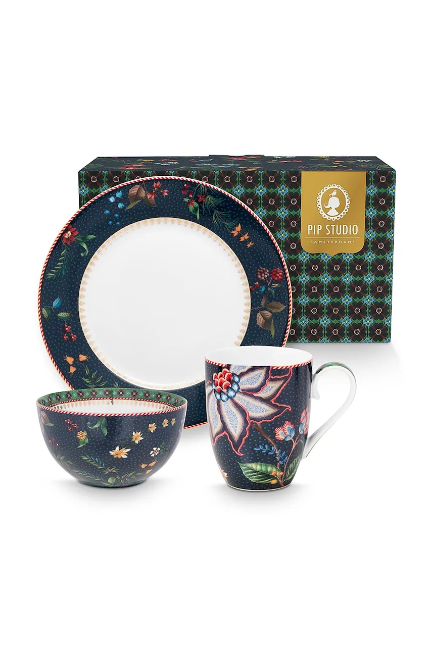 Pip Studio set de mic dejun Berry Blues 3-pack