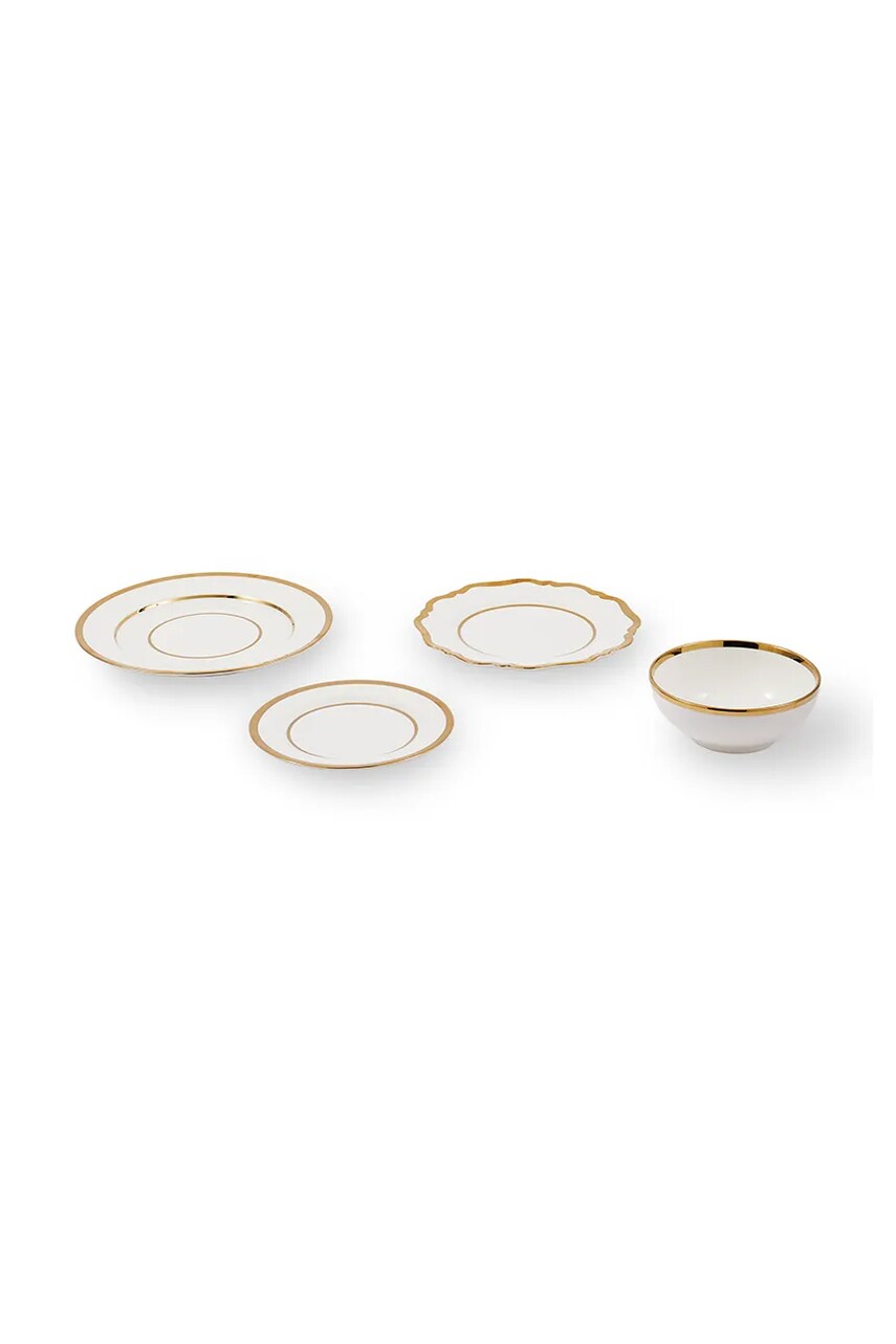 Levně Sada talířů a misek Pols Potten Golden Finds 4-pack bílá barva