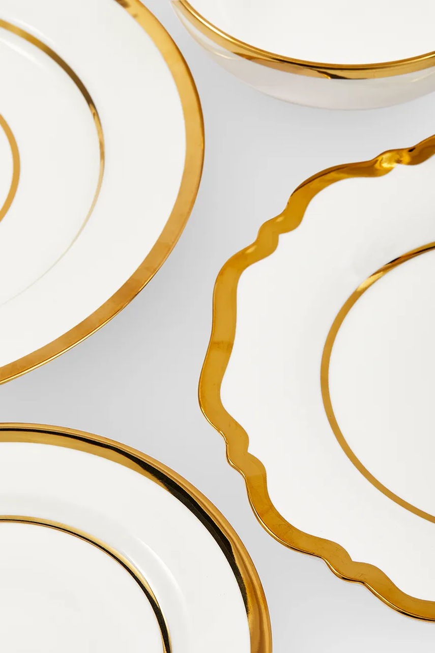 Σετ πιάτων και μπολ Pols Potten Golden Finds 4-pack χρώμα: άσπρο φωτογραφία