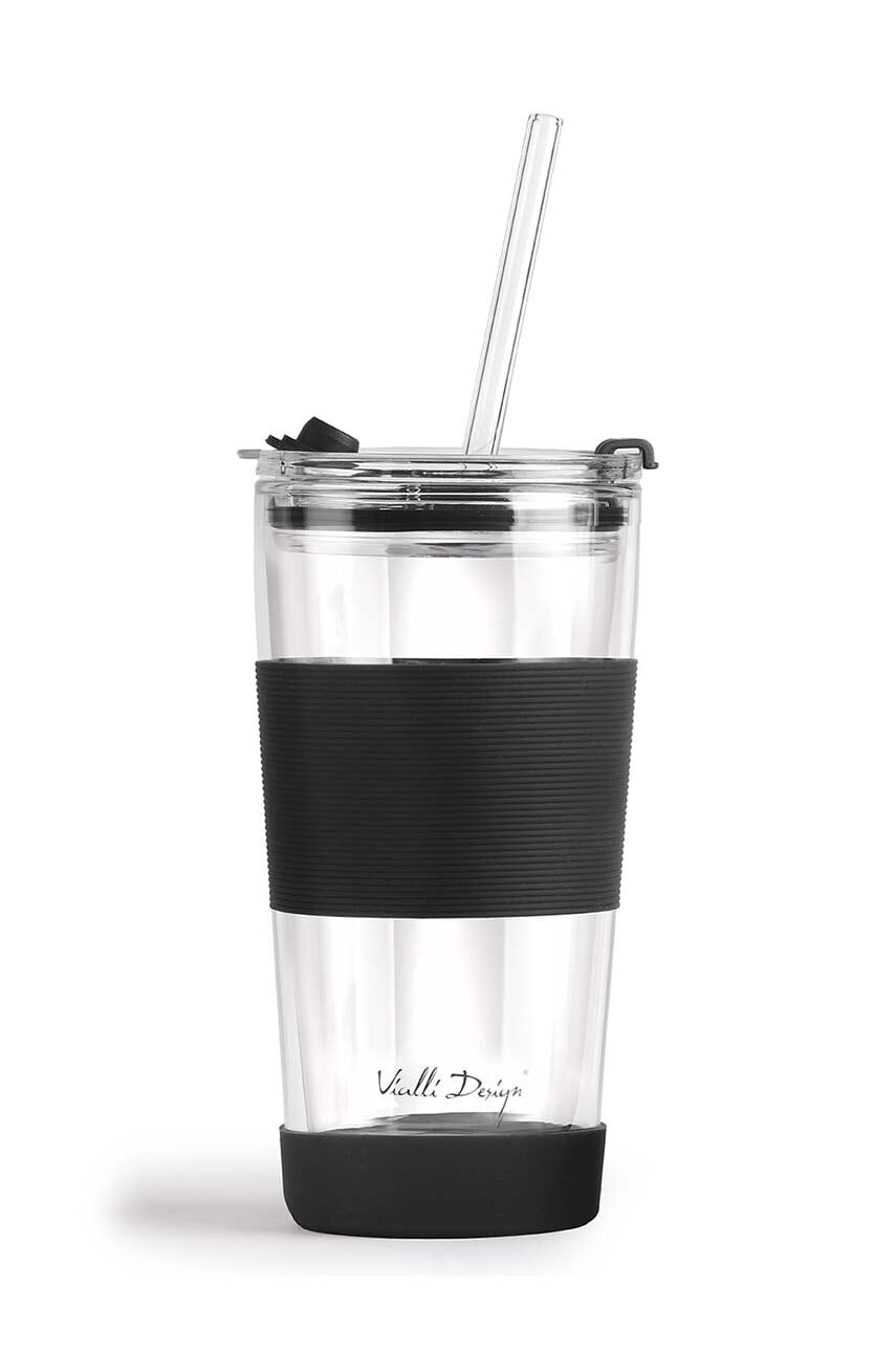 Vialli Design cană termică cu pai Fuori 600 ml