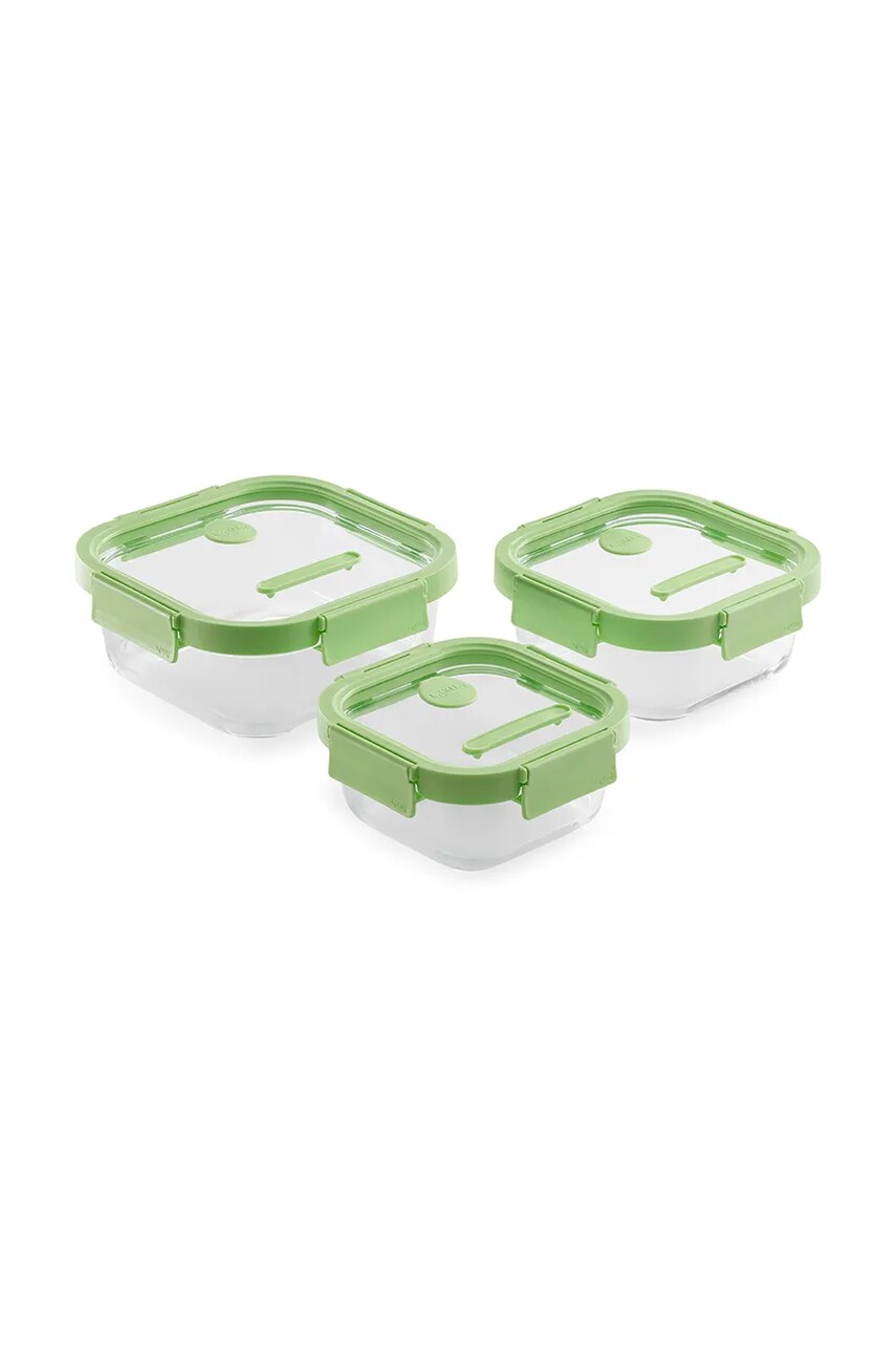 Lekue set recipiente de depozitare cu capace 1100 / 800 / 520 ml 3-pack culoarea verde