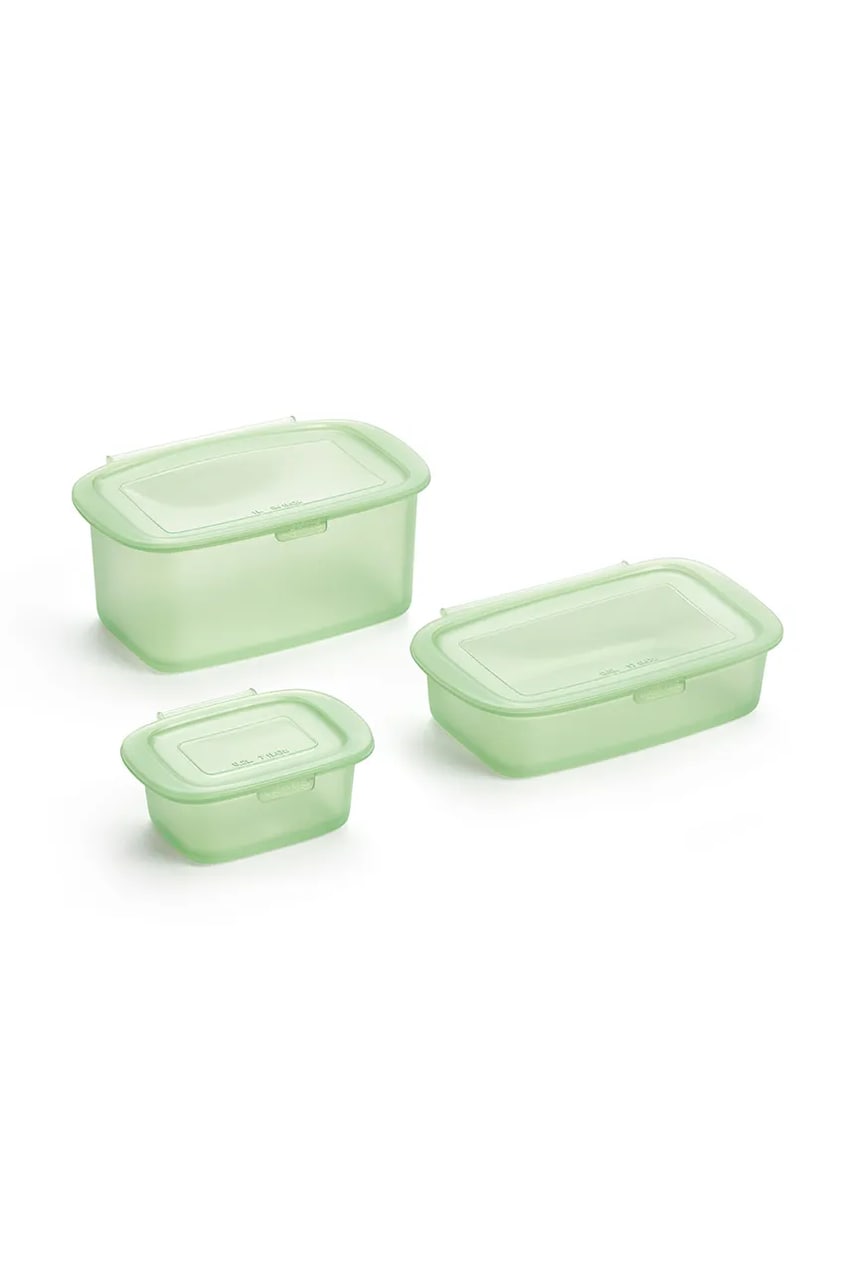 Lekue set recipiente de depozitare cu capace 0,2 / 0,5 / 1 L 3-pack culoarea verde