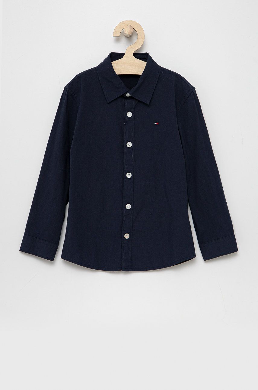 Dětská košile Tommy Hilfiger tmavomodrá barva - námořnická modř -  97% Bavlna