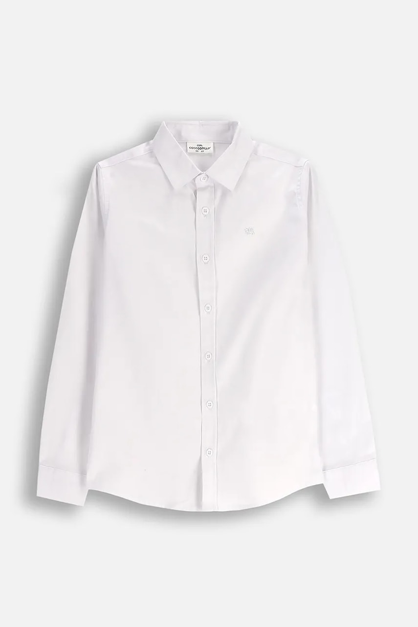 Coccodrillo cămașă copii culoarea alb, ELEGANT JUNIOR BOY