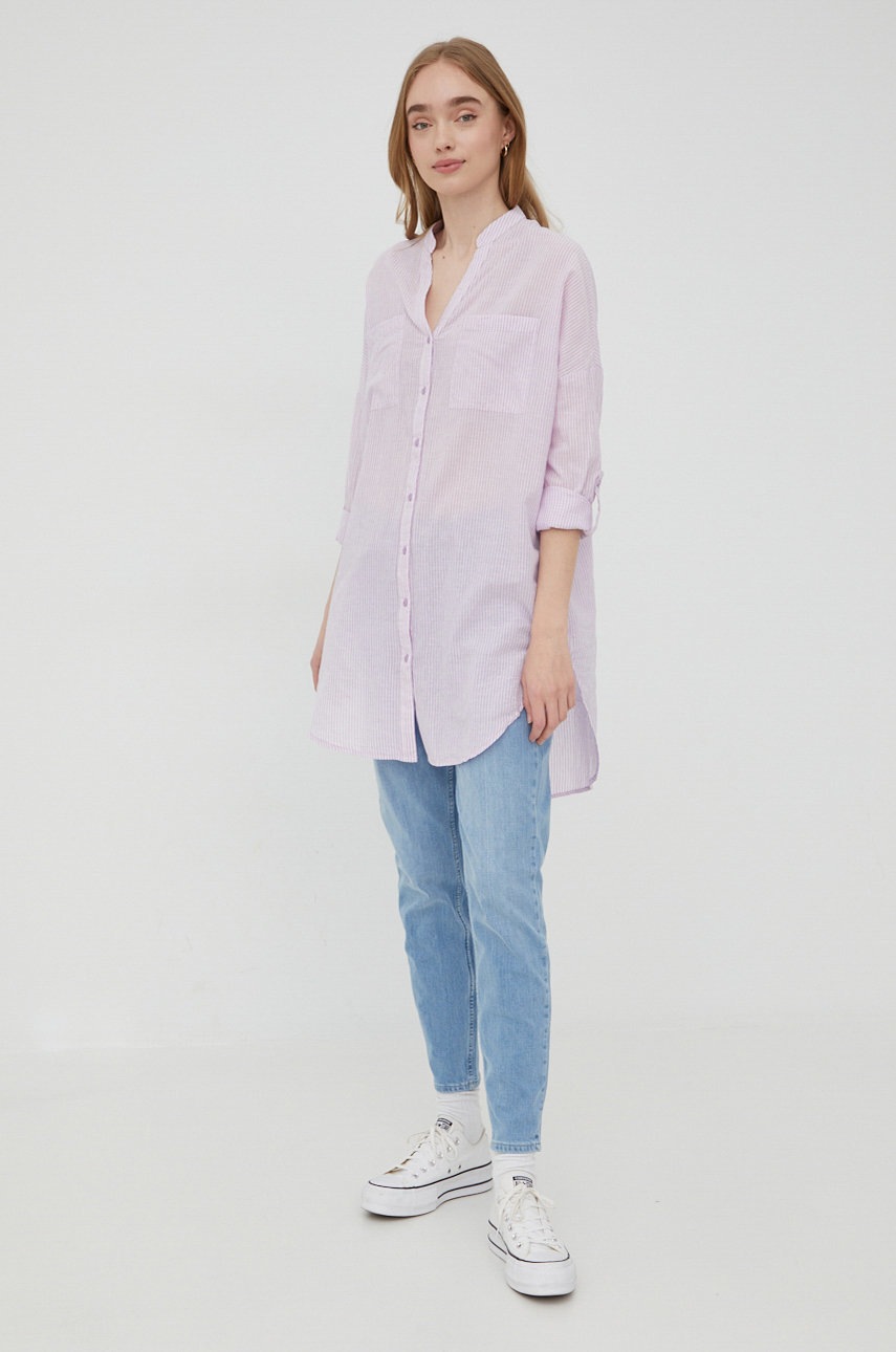 

Хлопковая рубашка Vero Moda женская цвет фиолетовый relaxed