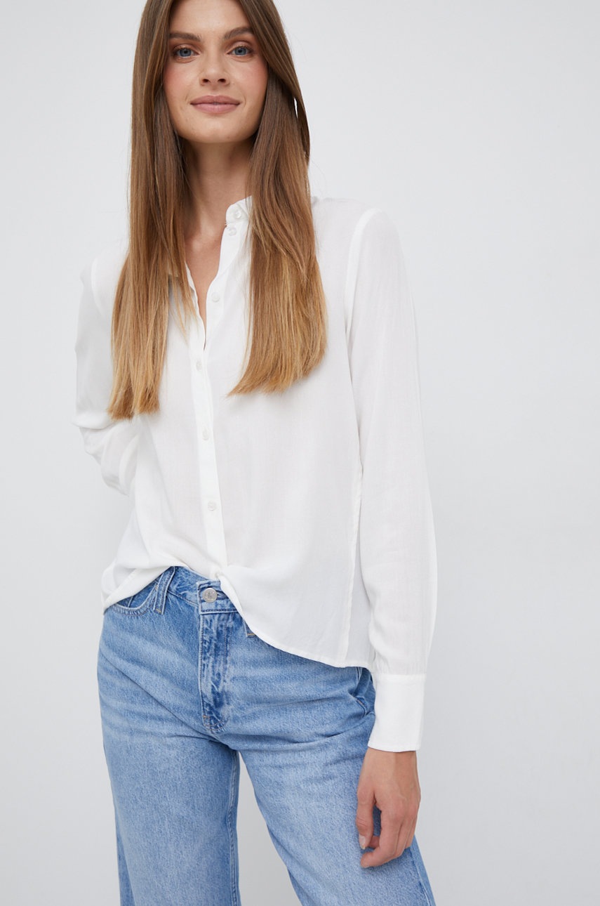 

Риза Vero Moda дамска в бяло със стандартна кройка с класическа яка, Бял