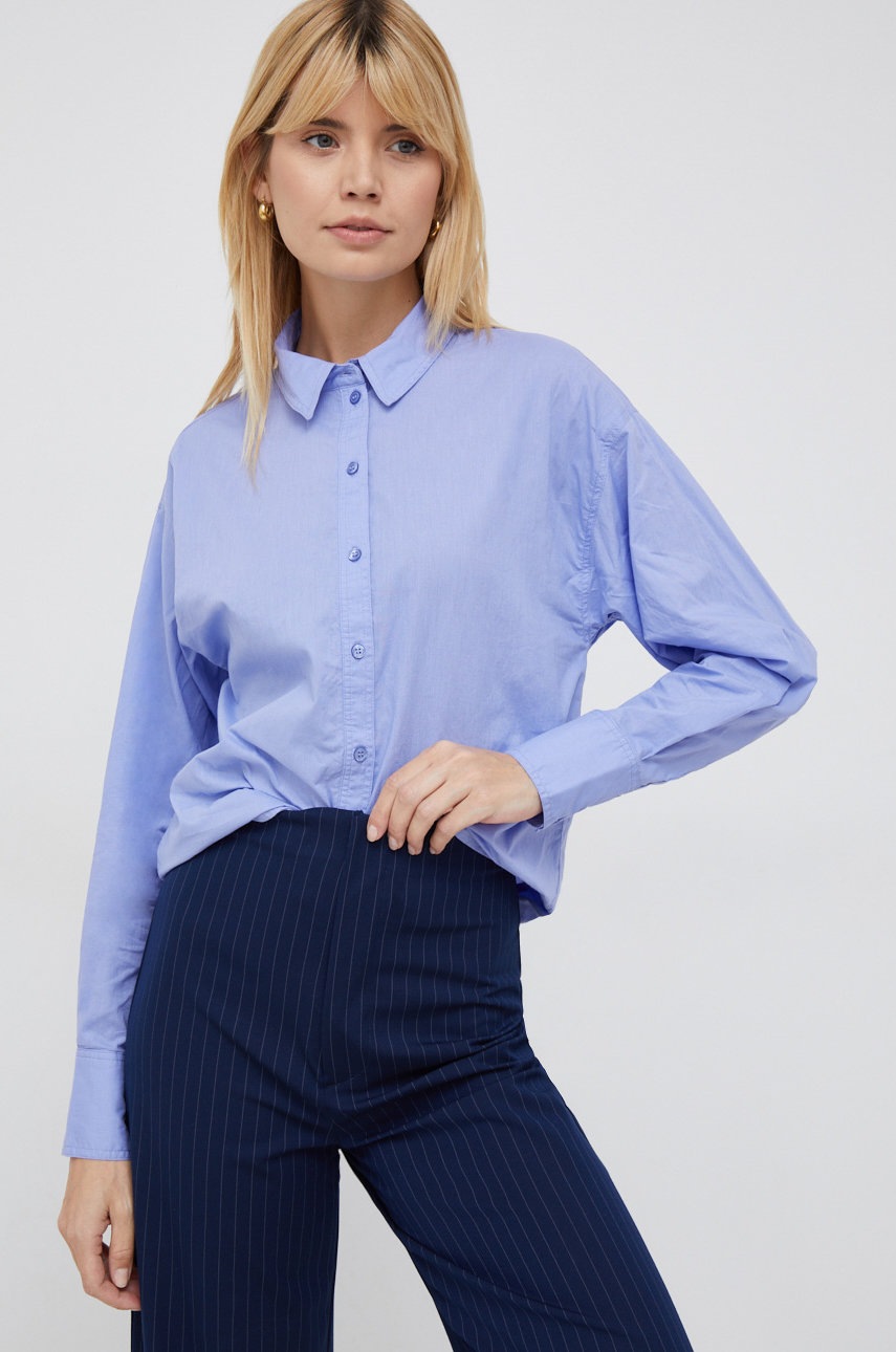 

Памучна риза Vero Moda дамска в лилаво със стандартна кройка с права яка, Виолетов