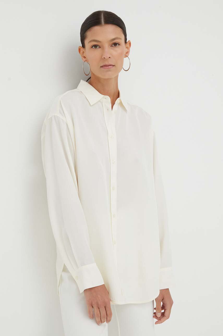 Košile Marc O′Polo dámská, béžová barva, relaxed, s klasickým límcem - béžová - 100 % Lyocell