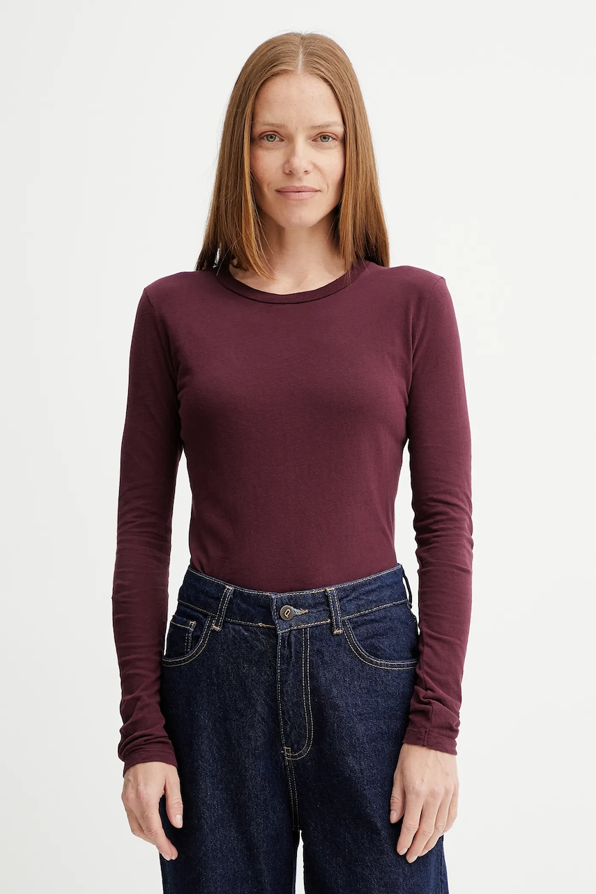 American Vintage camasa din bumbac culoarea gri, cu guler clasic, relaxed