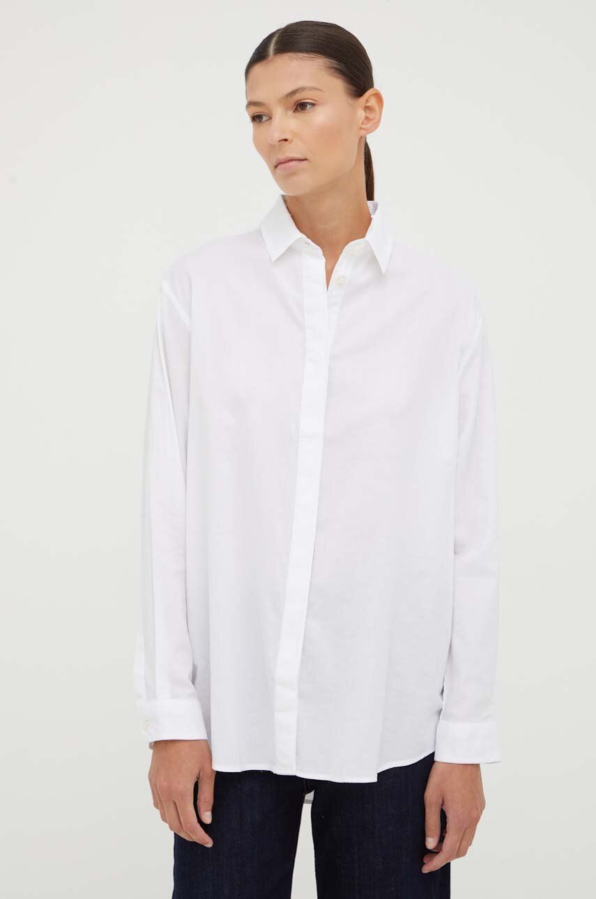 Levně Košile Samsoe Samsoe CAICO bílá barva, relaxed, s klasickým límcem, F14123548