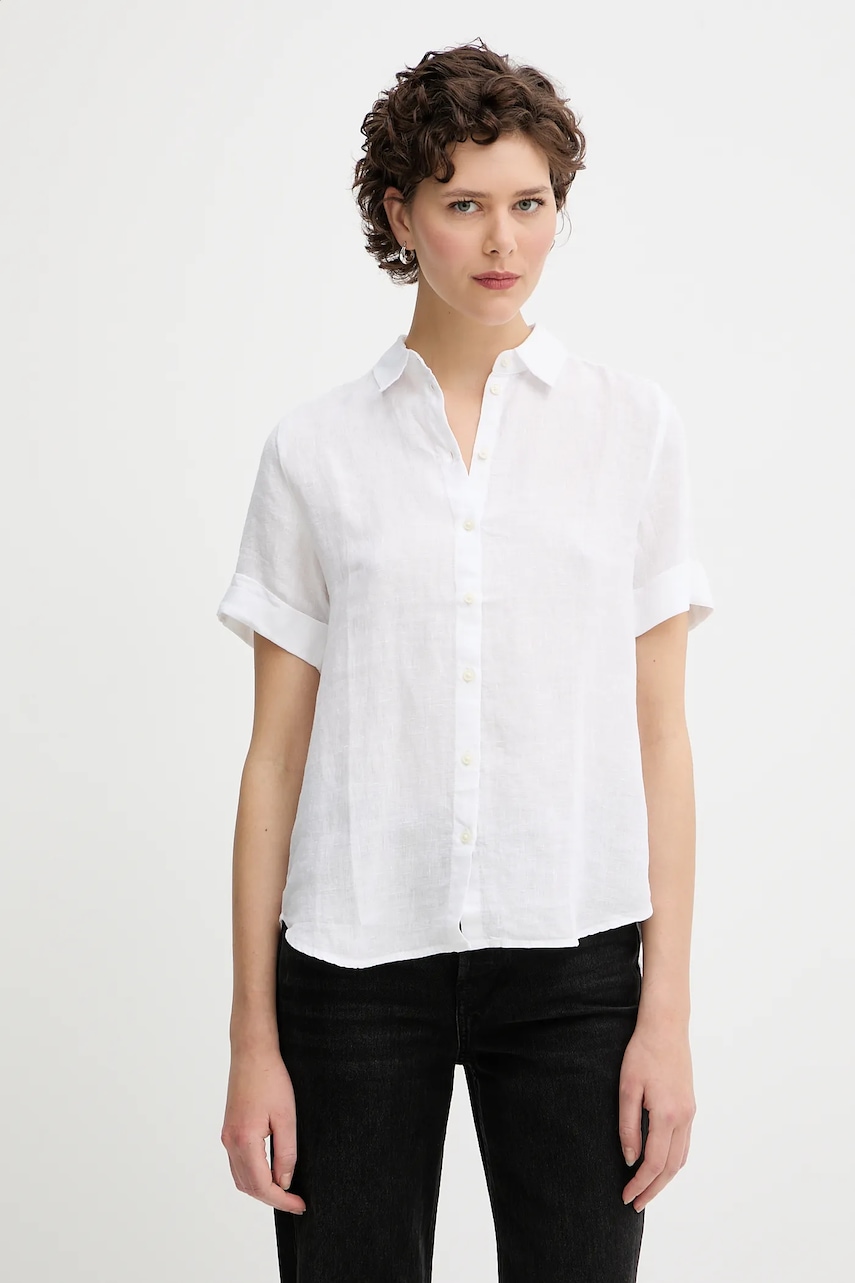 Marc O'Polo cămașă de in culoarea alb, cu guler clasic, regular, M04113541135