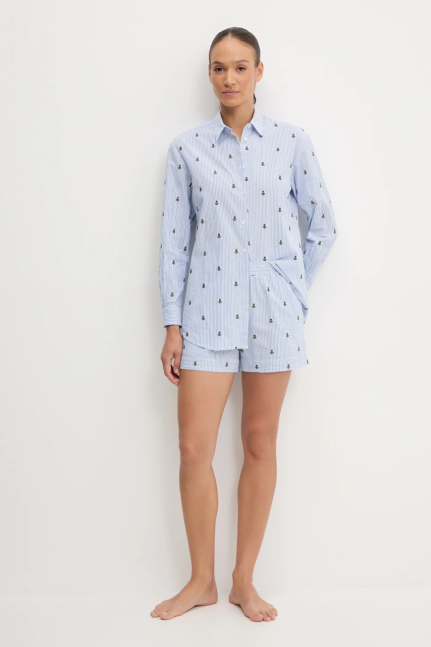 Βαμβακερό πουκάμισο MC2 Saint Barth χρώμα: μπλε, BRIG001 φωτογραφία