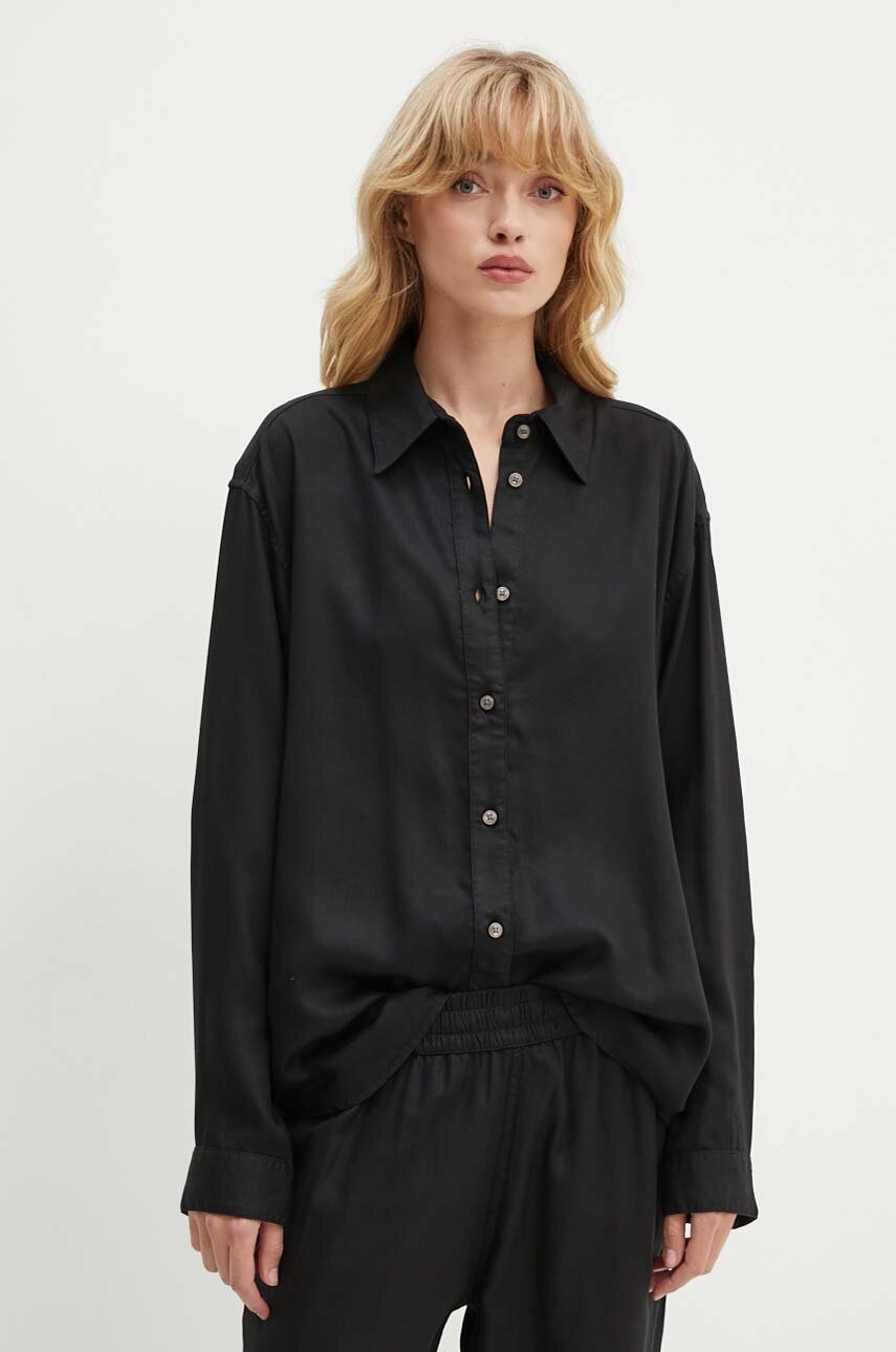 

Риза Diesel S-SIMPLY-C-WN дамска в черно със свободна кройка с класическа яка A15394.0HPAG, Черен