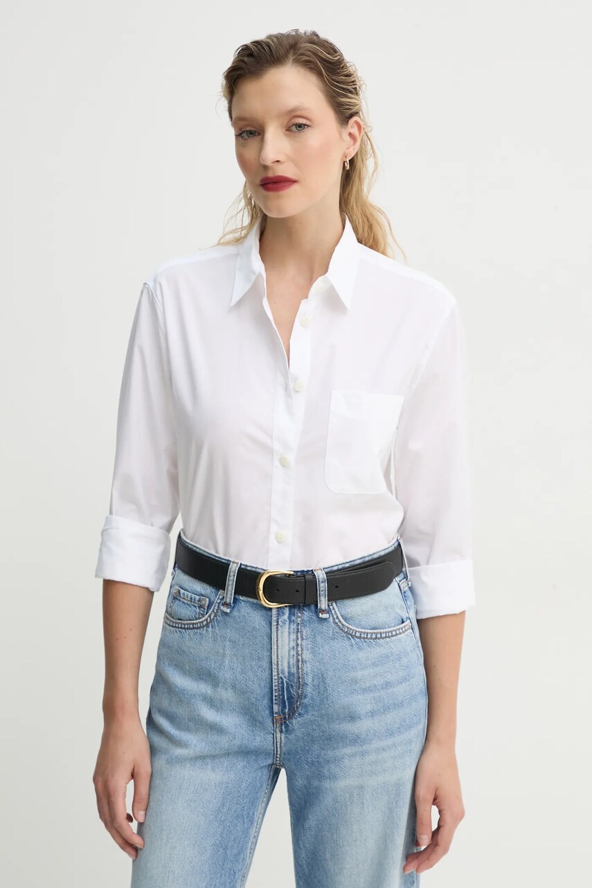 Rag & Bone camasa din bumbac femei, culoarea alb, cu guler clasic, regular, WAW22PA050PO50