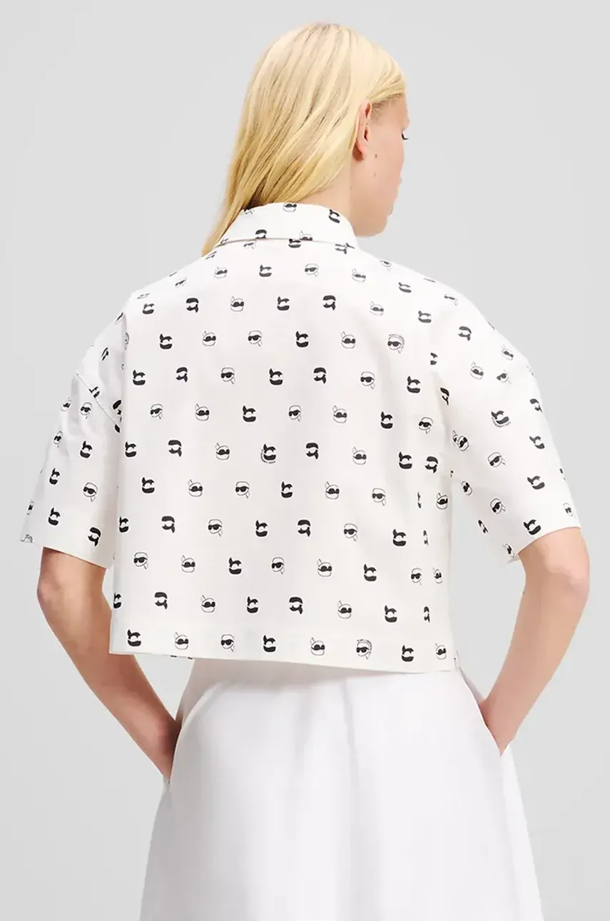 Хлопковая рубашка Karl Lagerfeld женская цвет белый relaxed классический воротник A2W11033 Хлопковая рубашка Karl Lagerfeld женская цвет белый relaxed классический воротник A2W11033