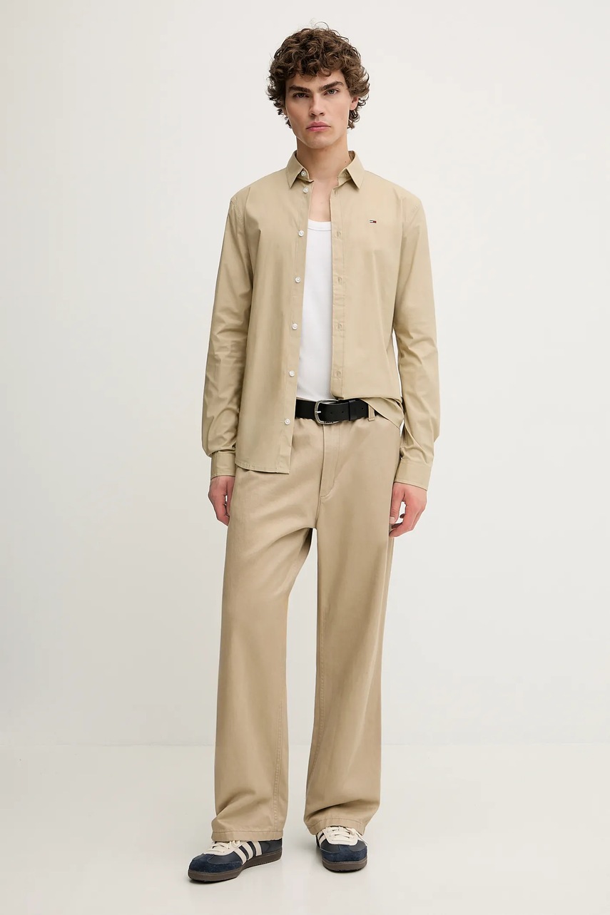 Рубашка Tommy Jeans цвет синий slim классический воротник DM0DM04405 Рубашка Tommy Jeans цвет синий slim классический воротник DM0DM04405