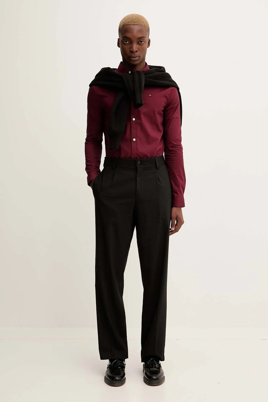 Рубашка Tommy Jeans цвет синий slim классический воротник DM0DM04405