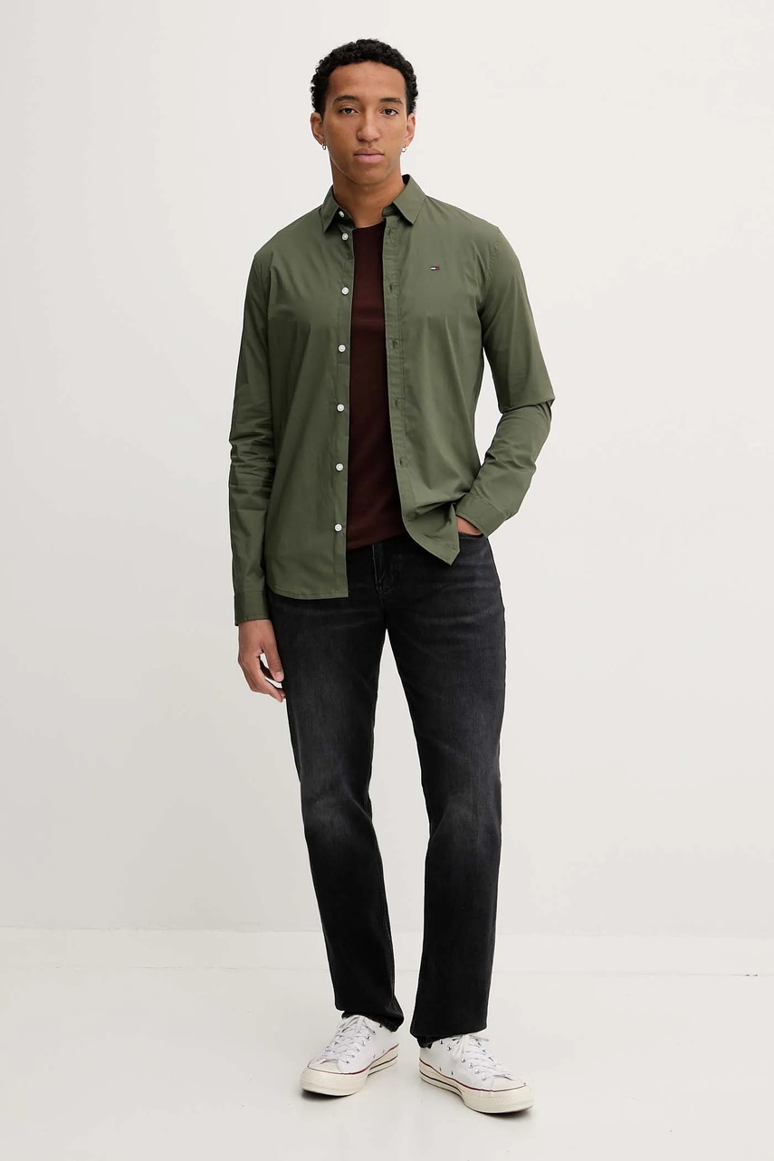 Рубашка Tommy Jeans цвет синий slim классический воротник DM0DM04405