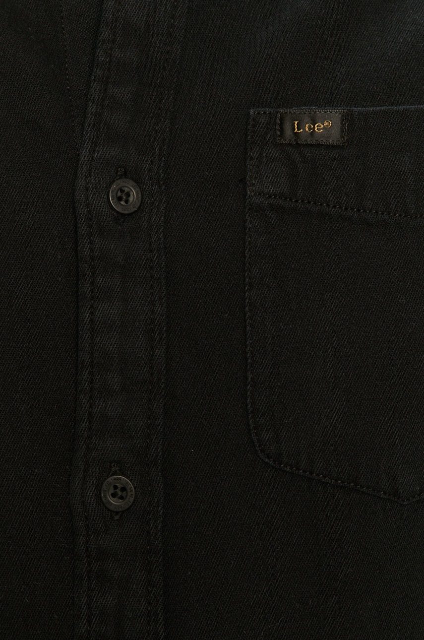 

Джинсовая рубашка Lee мужская цвет чёрный regular воротник button-down