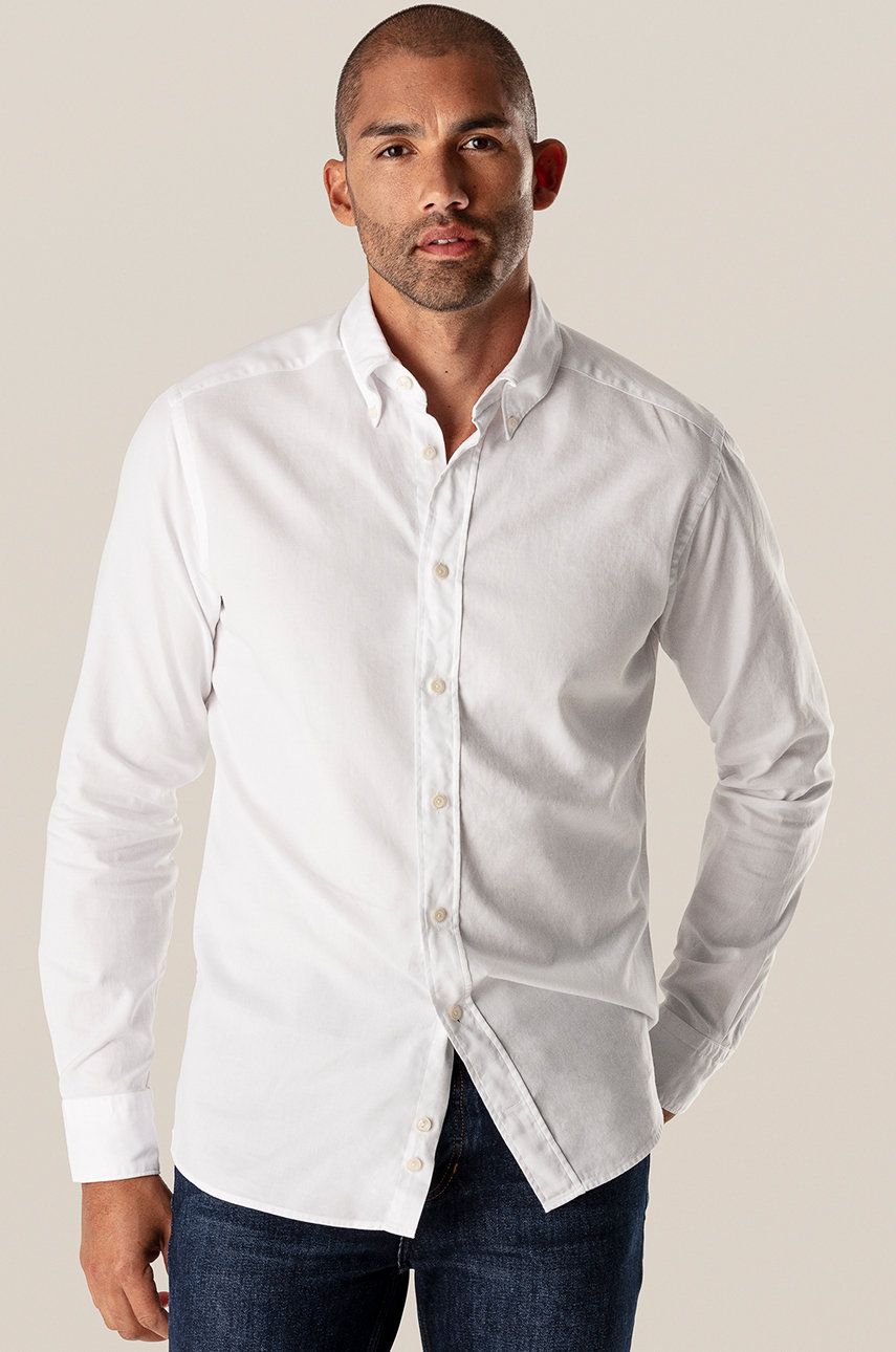 Eton Cămașă din bumbac bărbați, culoarea alb, cu guler button-down, slim answear.ro imagine 2022 reducere