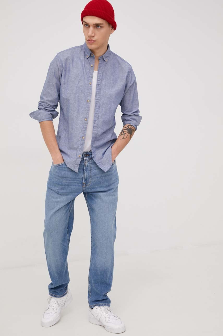 

Рубашка Jack & Jones мужская цвет фиолетовый slim воротник button-down