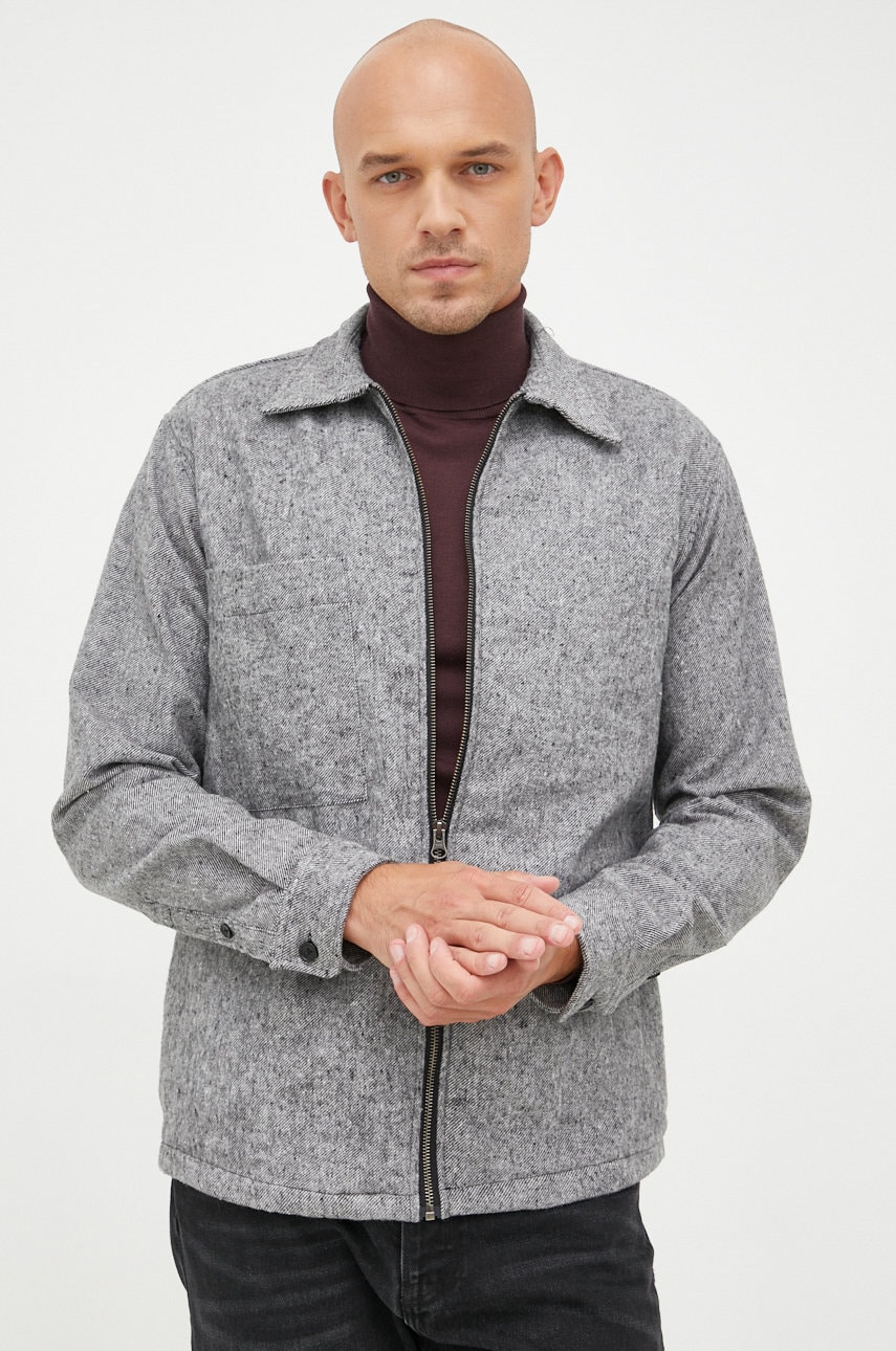 Selected homme camasa barbati, culoarea gri, cu guler clasic, regular