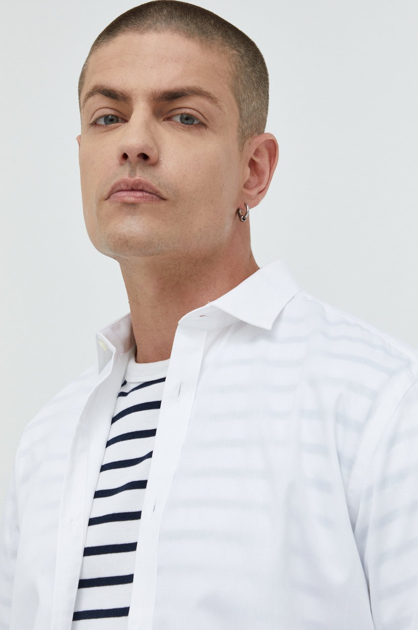 

Хлопковая рубашка Premium by Jack&Jones мужская цвет белый slim