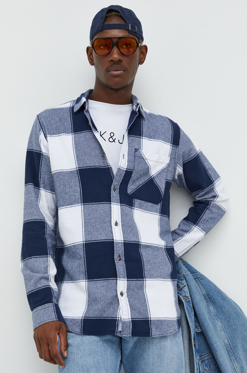 Jack & jones camasa din bumbac jorowen barbati, culoarea albastru marin, cu guler clasic, regular