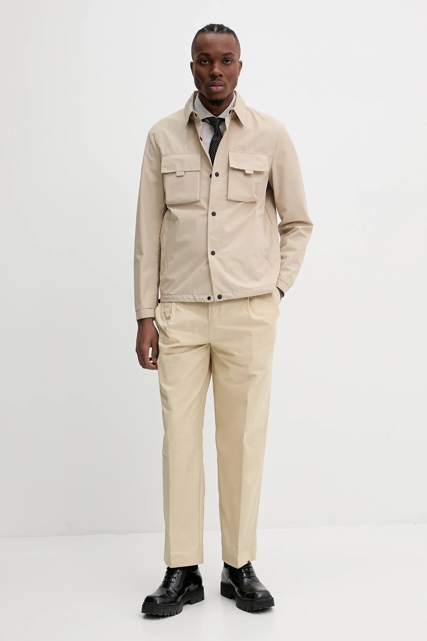 Хлопковая рубашка HUGO мужская slim итальянский воротник 50482056