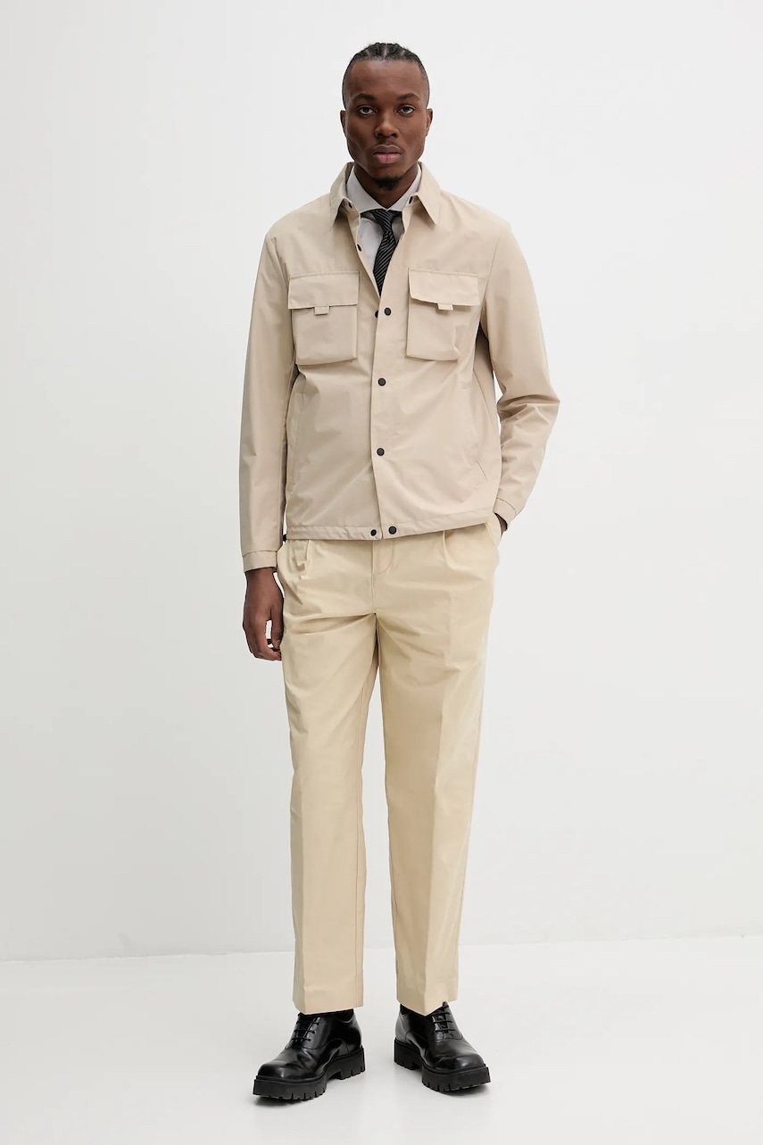 Хлопковая рубашка HUGO мужская slim итальянский воротник 50482056 Хлопковая рубашка HUGO мужская slim итальянский воротник 50482056