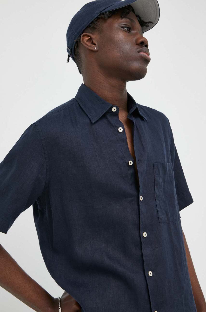 Plátěná košile Marc O′Polo tmavomodrá barva, regular, s klasickým límcem - námořnická modř -  1