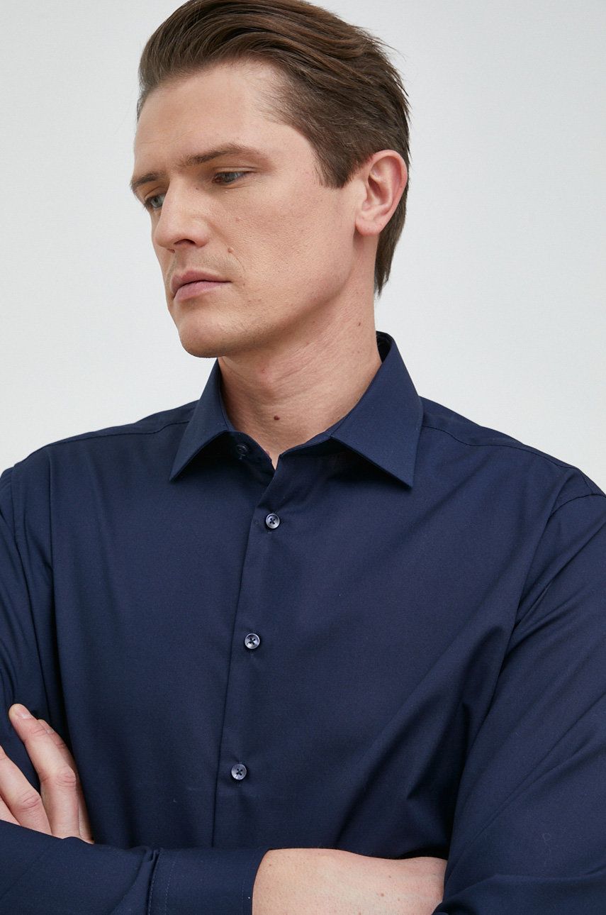 Košile Seidensticker Shaped tmavomodrá barva, slim, s klasickým límcem, 01.021000