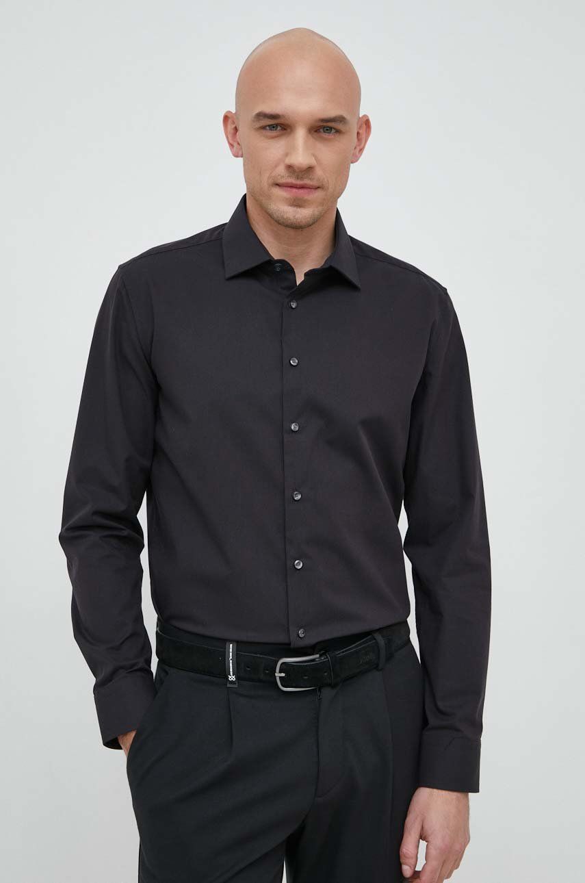 Košile Seidensticker černá barva, slim, s klasickým límcem - černá -  100 % Bavlna Pokyny 