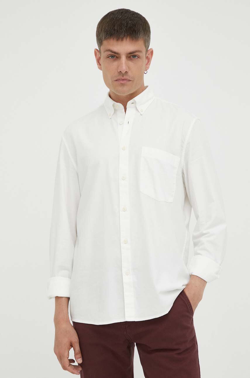 Košile Marc O′Polo pánská, béžová barva, relaxed, s límečkem button-down - béžová -  76 % Bavln
