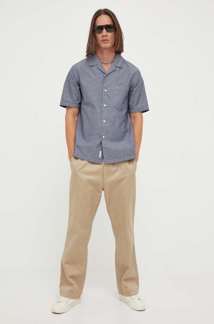 Βαμβακερό πουκάμισο Marc O'Polo DENIM ανδρικό, χρώμα: ναυτικό μπλε φωτογραφία