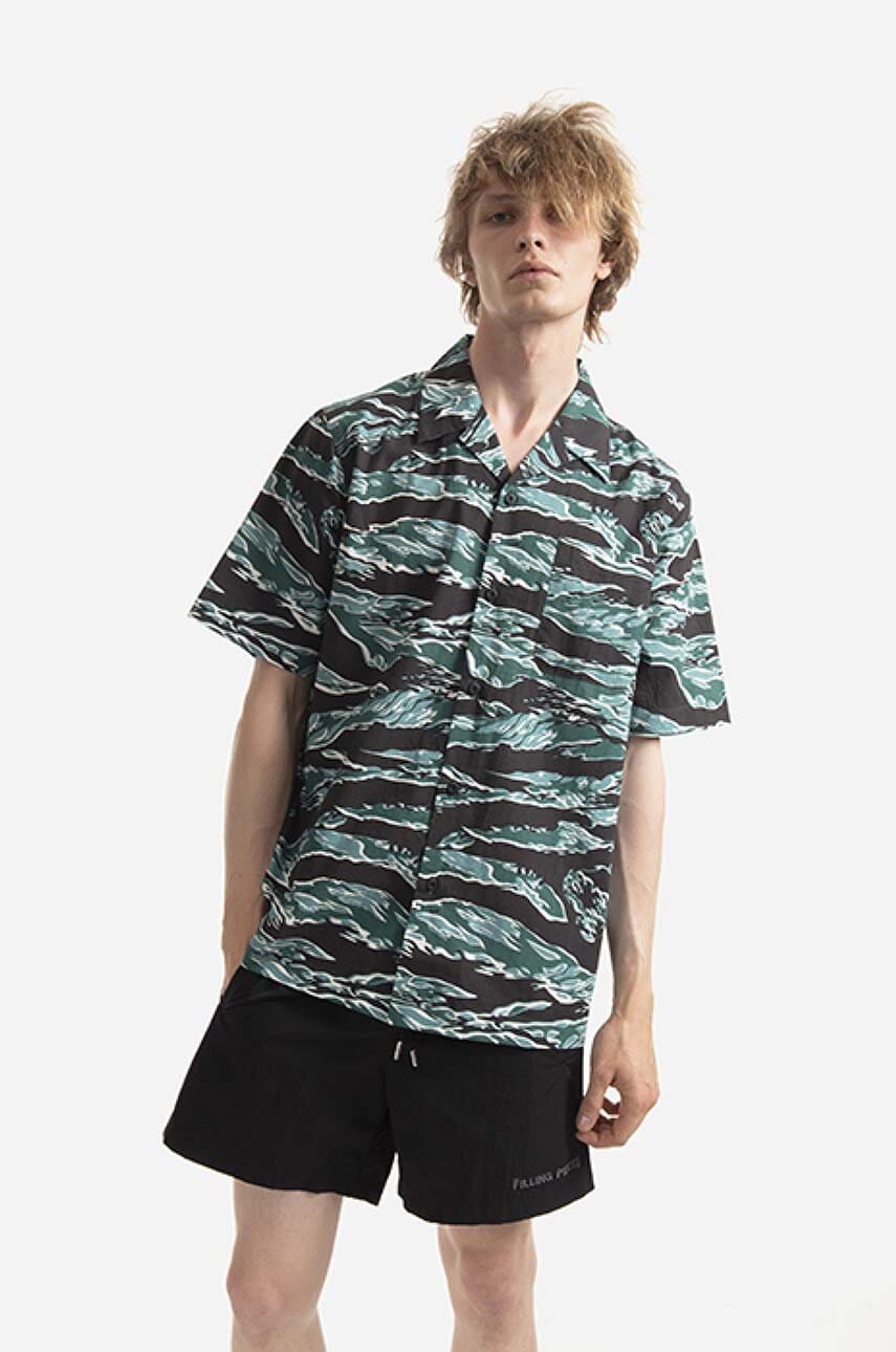 Maharishi cămașă din bumbac Tigerskins x Worhol bărbați, culoarea negru, relaxed 8172.WOODLAND-WOODLAND Maharishi cămașă din bumbac Tigerskins x Worhol bărbați, culoarea negru, relaxed 8172.WOODLAND-WOODLAND