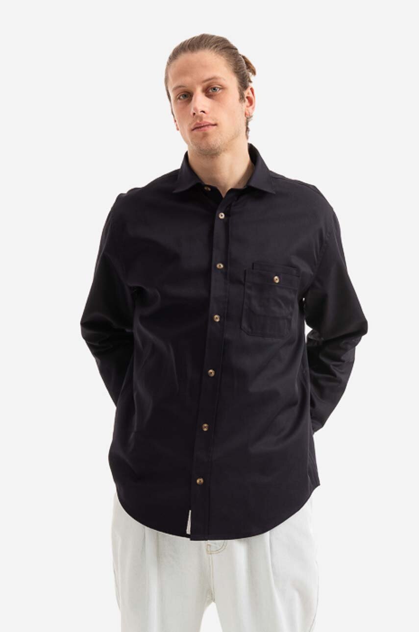 

Риза Drôle de Monsieur La Chemise Twill SH100 NAVY мъжка в черно със стандартна кройка с класическа яка, Черен