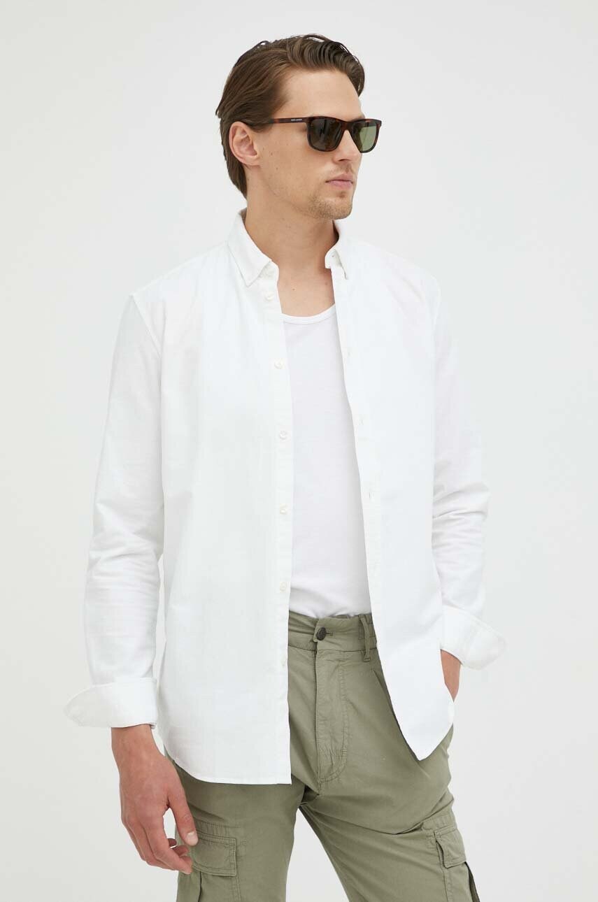 

Хлопковая рубашка Samsoe Samsoe мужская цвет белый regular воротник button-down