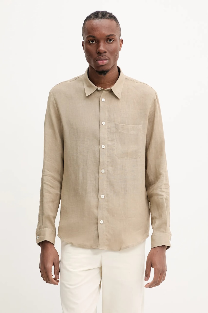 A.P.C. camasa A.P.C. Chemise Cassel LIAEK-H12545 BLACK barbati, culoarea negru, cu guler clasic, regular