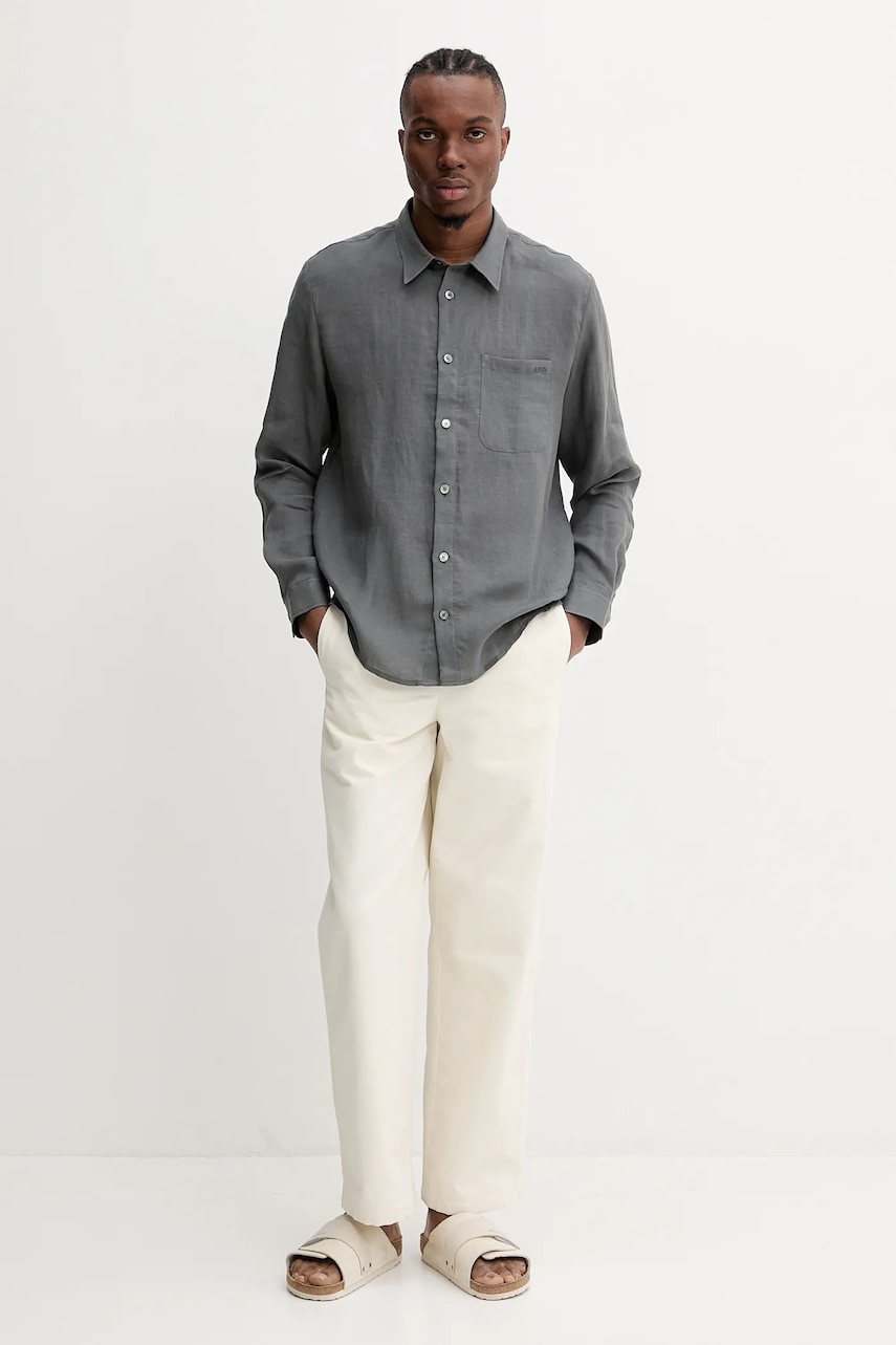 Рубашка A.P.C. A.P.C. Chemise Cassel LIAEK-H12545 BLACK мужская цвет чёрный regular классический воротник Рубашка A.P.C. A.P.C. Chemise Cassel LIAEK-H12545 BLACK мужская цвет чёрный regular классический воротник