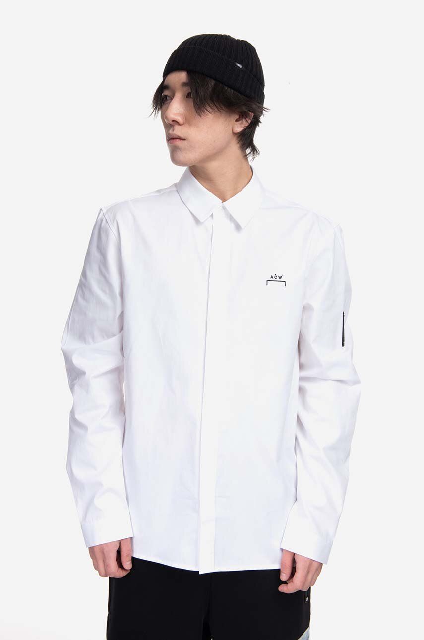 A-COLD-WALL* cămașă din bumbac Pawson Shirt bărbați, culoarea alb, cu guler clasic, regular ACWMSH078-WHITE