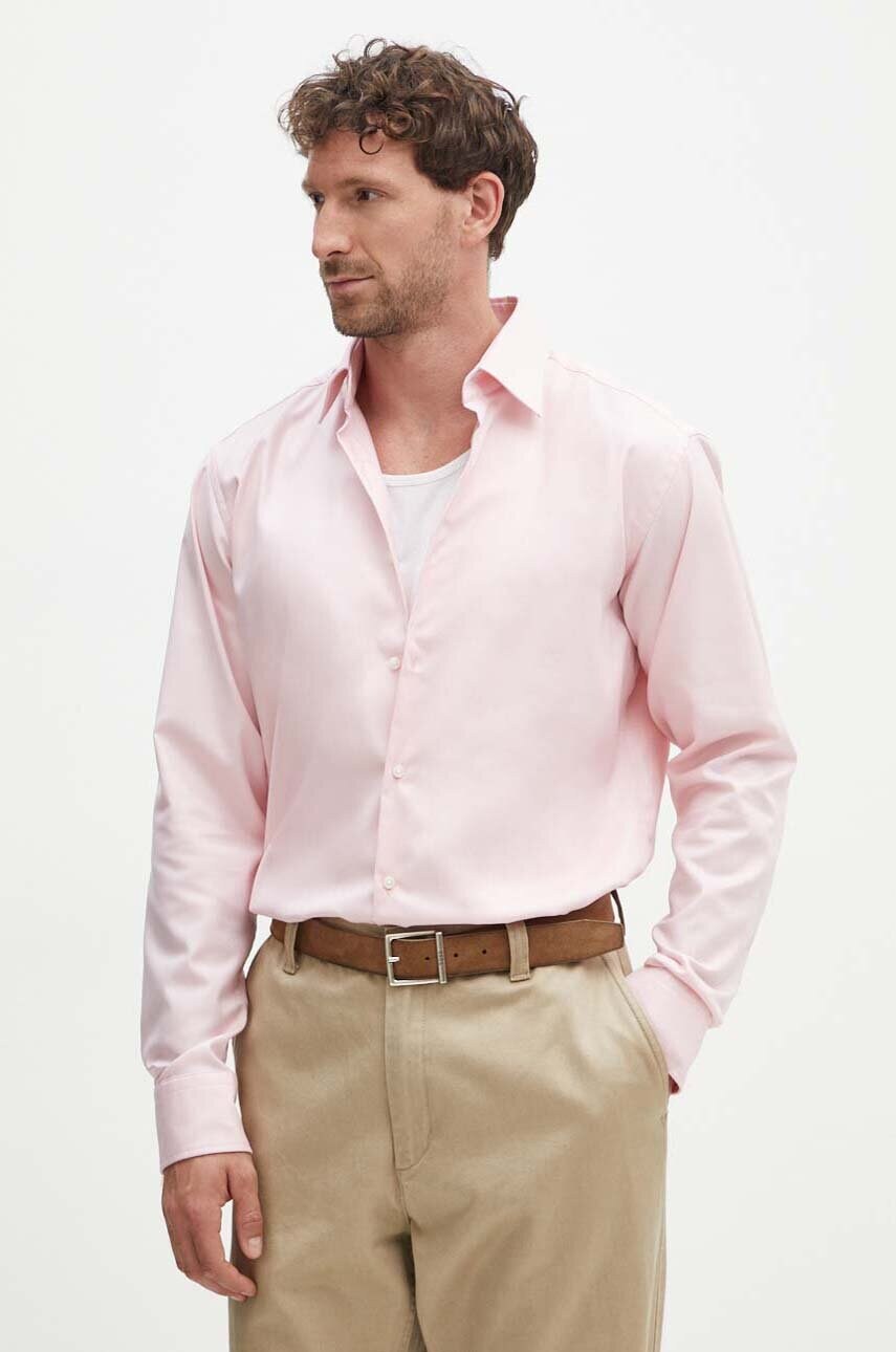 BOSS camasa barbati, culoarea roz, cu guler clasic, regular, 50489830