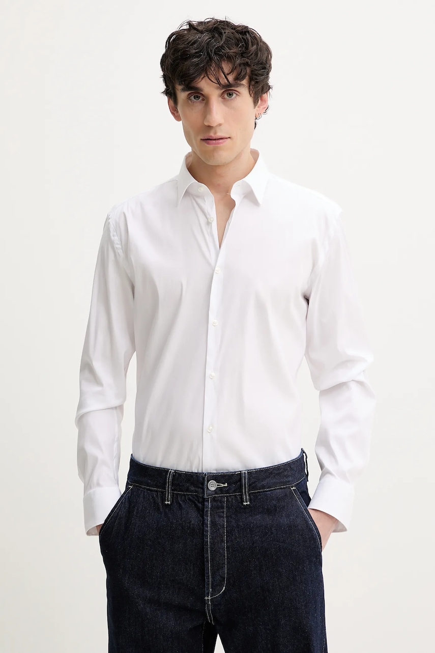 HUGO camasa barbati, culoarea alb, cu guler clasic, slim, 50484023