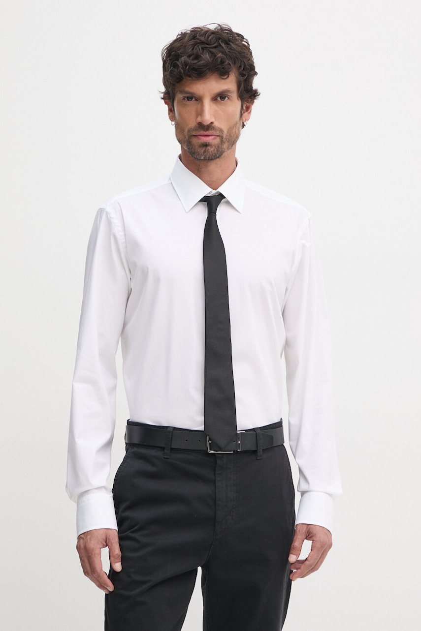 BOSS camasa barbati, culoarea alb, cu guler clasic, regular, 50473265