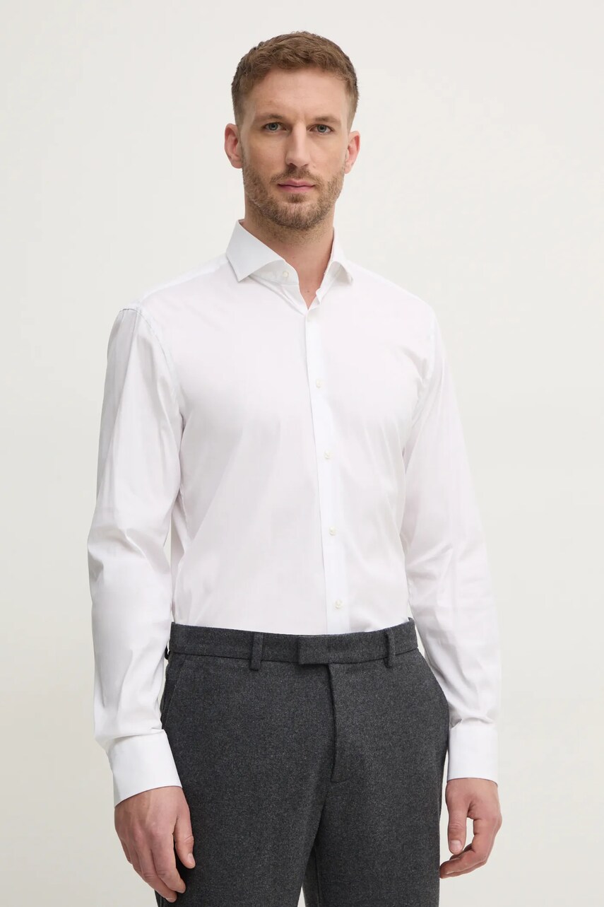 BOSS camasa barbati, culoarea alb, cu guler italian, regular, 50479915