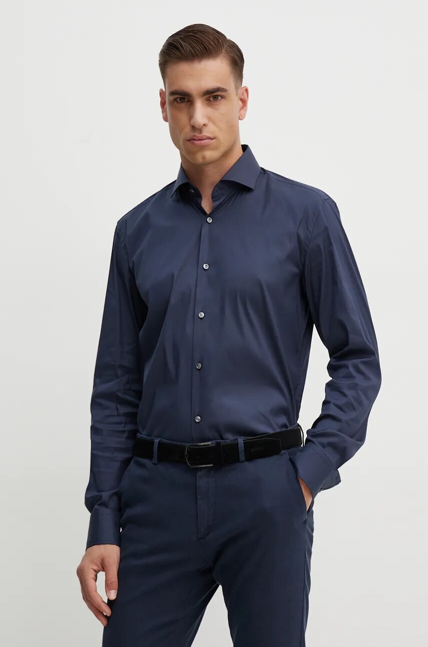 BOSS camasa barbati, culoarea albastru marin, cu guler italian, regular, 50479915