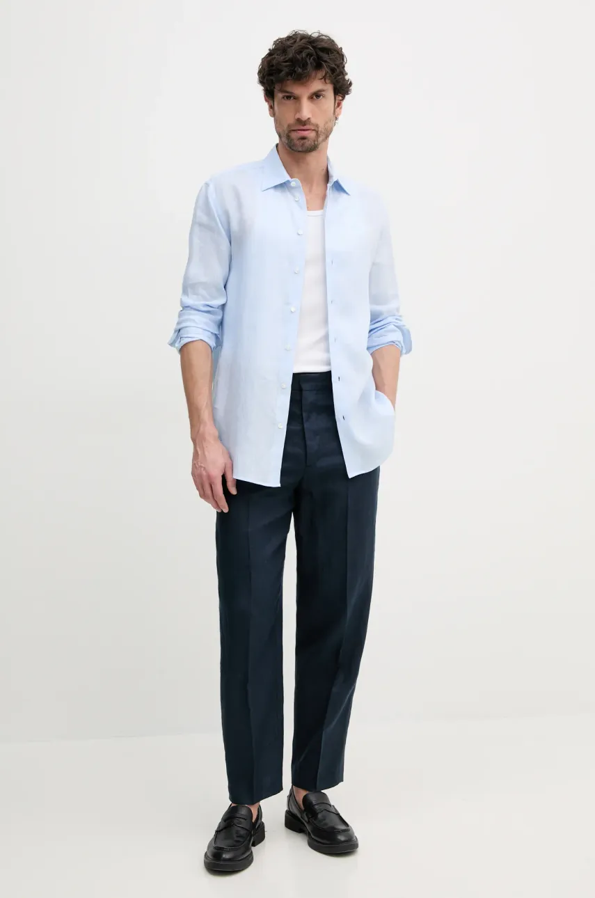 Льняная рубашка Emporio Armani мужская regular классический воротник 01SM0L 010F9 Льняная рубашка Emporio Armani мужская regular классический воротник 01SM0L 010F9